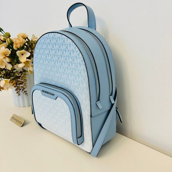 Michael Kors Jaycee Medium Ombré Signature Logo Backpack & wallet LT Sky - Picture 3 of 12